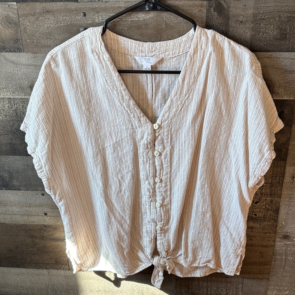Striped boho button up Top